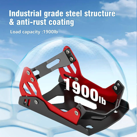 Heavy-Duty Steel Motorcycle Wheel Chock For Trailer Mount Built Tough, Anti-Rust Black And Red Finish, front view