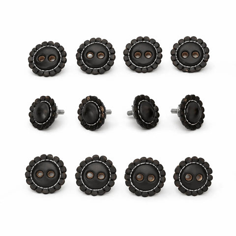 Black Charro Saddle Conchos Set Of 12 Chapetones Replacement Parts For Charro Saddles