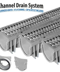 Three Pack Drainage Trench And Driveway Channel Drain With Galvanized Steel Grate Direct Runoff Away From Driveways And Patios