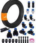 All In One 1/8 Inch Air Line Tubing Kit With 32.8 Ft 10 M PA Nylon Air Hose Cutter Teflon Tape And Push To Connect Fittings For Easy Install In Air Brake Or Fluid Transfer 25 Pieces SAE J844