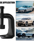 Heavy Duty Ball Joint Separator And Removal Tool Giving You Two Point Three Eighths Inch Extension For No Sweat Suspension Work On Daily Drivers Classic Rides Pickup Trucks SuVs with cars, trucks, and SUVs in the background.
