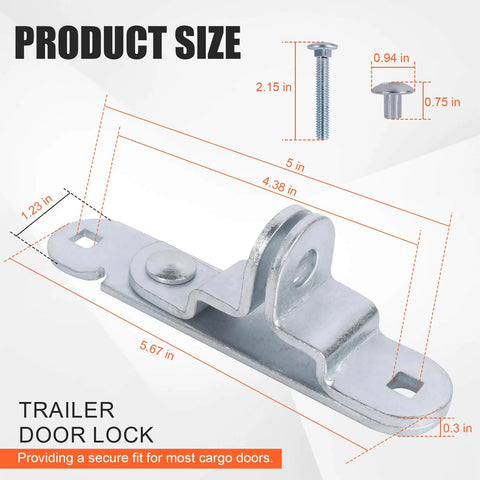Trailer Door Hasp Keeper Kit For Cargo Trailers, Includes Two Hasp Units With Screws And Nuts, Enclosed Car Hauler Accessory