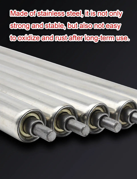 Heavy Duty Stainless Steel Conveyor Rollers Idler Pulleys For Belt Systems 5 Pack, 25mm shaft, 1000mm tube, smooth spin.