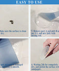 White 5oz Bathtub Repair Kit For Cracks Holes Scratches In Bathtubs Ceramic Tiles Sinks Porcelain Fiberglass And Countertops Restore Look And Save Money With Easy DIY Repairs, showing step-by-step repair application and sanding process.