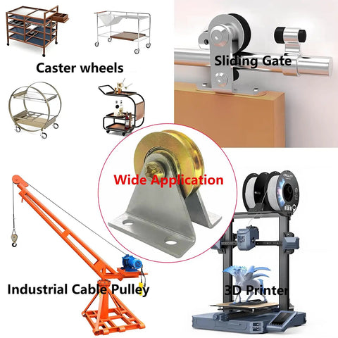 One And A Half Inch Beefy Bearing Wheel Wire Rope Pulley Block For Lifting With Bracket 200 LB Capacity Quiet Low Noise Rolling Guide Wheel For Indoor And Outdoor Use, steel wheel