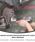 Pro Grade Wheel Hub Cleaning Kit With Brake Resurfacing And Three Rust Removal Pads being used on a wheel hub with an impact wrench.
