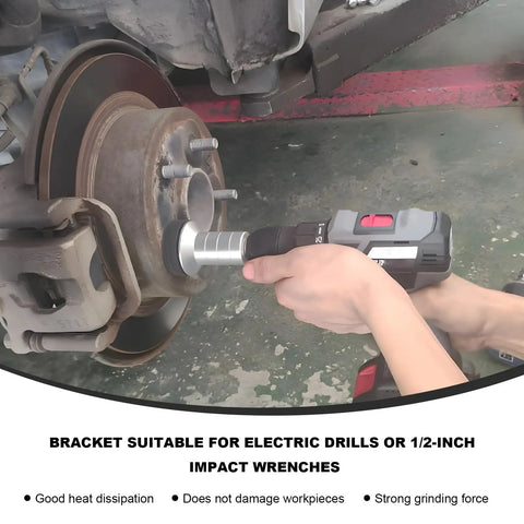 Pro Grade Wheel Hub Cleaning Kit With Brake Resurfacing And Three Rust Removal Pads being used on a wheel hub with an impact wrench.