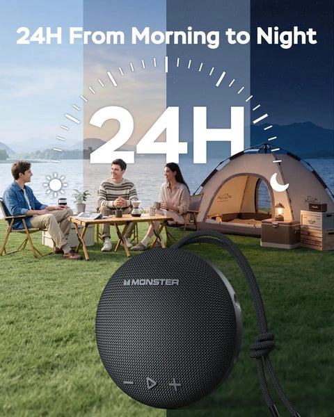 Round One Bluetooth Speaker With IPX8 Waterproof Shower Rating And Loud HD Sound Featuring 35W Peak Power outdoor setting