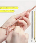 Tool Set 10 Pcs Jewelry Clasp Plier Clip Kit For DIY Bracelets Necklaces Watches Closures And Zippers No Fuss All In One Silver Finish Collection For Jewelry Making, hand using rose gold hook tool for bracelet clasp
