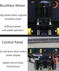 Heavy Duty Electric Stair Climbing Hand Truck That Actually Crushes Any Load With Ease For Heavy Furniture Moving And Sturdy Aerospace Steel Built To Handle Up To 882 Pounds Like A Champ Every Single Time brushless motor and control panel detail