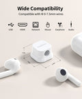 Magnetic Cable Clips Cord Organizer Set For Desk And Office with dimensions for various cables, shown with earphones and USB compatibility.