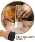 Straight Up Amazing Wooden Cutting Board Oil Brush And Built Tough Wood Wax Applicator Sponge for applying oil with ergonomic handle.
