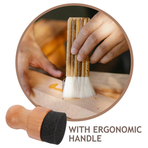 Straight Up Amazing Wooden Cutting Board Oil Brush And Built Tough Wood Wax Applicator Sponge for applying oil with ergonomic handle.