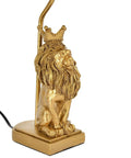 Gold Lion Shaped Table Lamp With Black Shade Inline Switch Perfect Nursery Bedroom Or Office Desk Safari Theme Rustic Modern Decor Adds Warm Glow And Whimsical Flair Crafted For Nightstand Or Desk With Durable Build And Soft Glow For Reading And Mood.