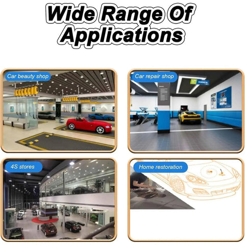 Wide range of applications for Powerful 1500W Paintless Dent Repair Tool in various auto repair settings.