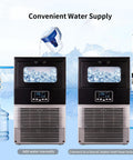Plug And Play Countertop Ice Maker Auto Clean System showing water supply options for easy filling and connection for home use.