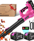 Pink 21V Cordless Leaf Blower With Six Speed Levels, Lightweight Handheld Power Tool Set Includes Two Extended Tubes, Snow Blowing Capabilities For Leaves Yard Lawn Garden Garage, Great Valentines Day Gift
