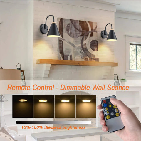 Two Pack Battery Operated Wireless Wall Sconces With Remote Dimmable Bulbs No Wiring Needed For Chic Indoor Decor