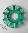 Heavy Duty Compressor Cooling Fan Replacement Impeller with Precision Molded Rotor, green plastic, includes mounting screws.
