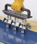 Three-Station Roller Bender for Sheet Metal 0.3-1.0 mm folding 13-130 mm with 90 degree angle in action on metal panel