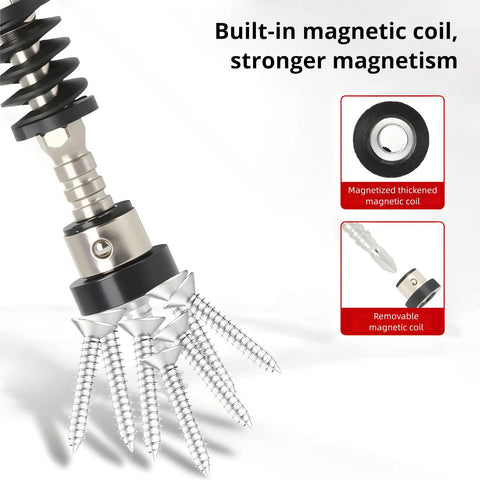 No Sweat Quick Grab Magnetic Depth Stop Bit Holder For Impact Driver And Power Drill With Zero Hassle showing magnetic coil and screws.