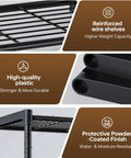 Close-up view of the Kick Dust Bunnies Out The Door With This Solid 3 Tier Metal Storage Shelf, showcasing reinforced wire shelves.