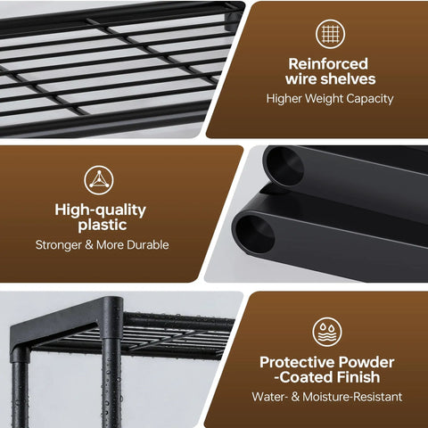 Close-up view of the Kick Dust Bunnies Out The Door With This Solid 3 Tier Metal Storage Shelf, showcasing reinforced wire shelves.