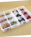 Smooth Operator Multi Grid Plastic Jewelry Tray Keeping Rings Chains And Daily Baubles Neatly Stashed Sweet Home Vanity Desk Organizer with assorted beads.