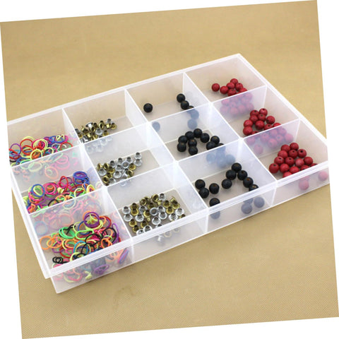 Smooth Operator Multi Grid Plastic Jewelry Tray Keeping Rings Chains And Daily Baubles Neatly Stashed Sweet Home Vanity Desk Organizer with assorted beads.