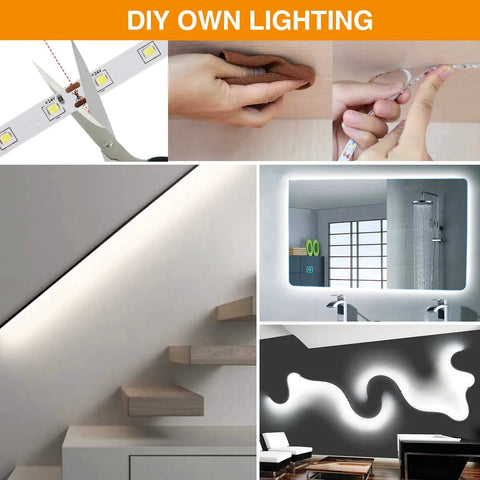 Ultra Bright White LED Strip Light 16.4 Ft 24V Daylight 6000K 6500K Dimmable Tape Light With Dimmer installation examples