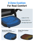 Ergonomic Mesh Office Chair with flip-up armrests, three-zone cushion for comfort, breathable mesh back, thick seat cushion.
