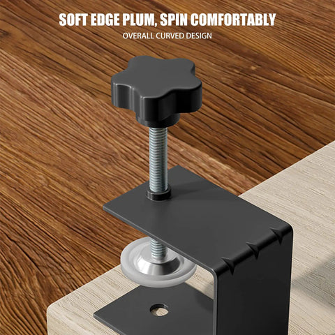 Heavy Duty C Clamps For Cabinet Installation Face Frame Alignment Tool With Built In Drill Hole Guide No Sweat Setup Woodworking Jig Total Game Changer For Fast Furniture Repair And Cabinet Mounting 2 Pack close-up of clamp screw detail on wooden surface