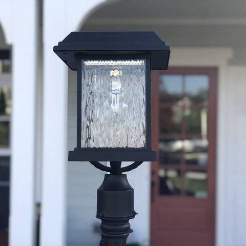 Aspen Solar Lamp Post Light Outdoor Waterproof Aluminum With Clear Rain Glass 3-Inch Fitter in outdoor setting