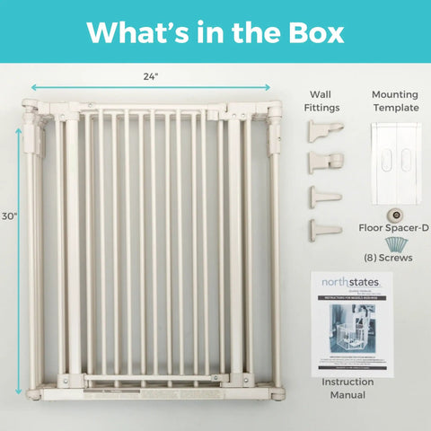 Contents of the box for 3 In 1 Metal Superyard Baby Play Yard With 6 Panel Playpen, Gate, And Extra Wide Fence For Toddlers.