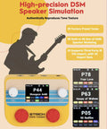 Image of pocket desktop multi effects processor for guitar and bass with foot pedal, orange, featuring DSM speaker simulation.