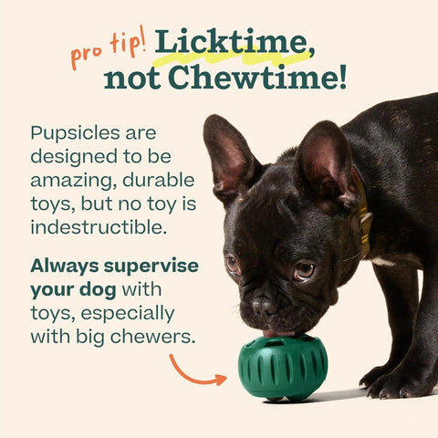 Power Chewer Pupsicle Dog Treat Toy For Strong Chewers Ultra Durable Rubber Chew Ball For Medium Dogs 25 To 75 Lbs Easy To Clean Long Lasting Fun That Keeps Pups Busy, dog licking green toy