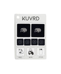 KUVRD Waterbear universal lens and screen cleaner patch set; six black fabric patches on display card.