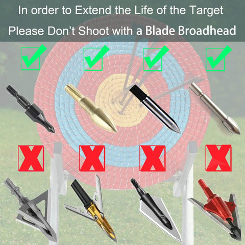 Traditional Solid Straw Archery Target With Colored Rope Face And Three Layer Design For Backyard Practice arrows warning