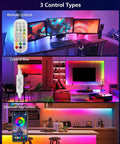 Dreamcolor RGBIC LED Strip Lights 33ft For Bedroom With App Control Music Sync Remote And USB Smart Light Strips shown