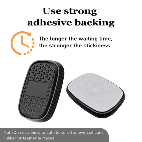 Golf Rangefinder Holder With Magnetic Mounts shown with strong adhesive backing for secure attachment