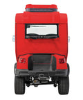 Rugged Electric Golf Cart Featuring True HVAC Heating And Climate Control 48V Ac Motor smooth handling rear view with glossy red coating.