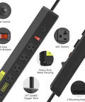 Built Tough Heavy Duty 20 Amp Power Strip With 6 Widely Spaced Outlets High Amp Surge Protector showcasing features and design