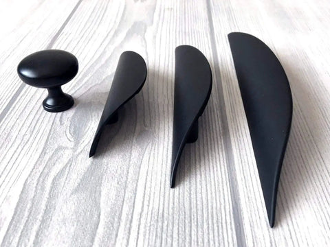 Matte Black Cup Drawer Pull Cabinet Door Handle For Dresser And Vanity Modern Kitchen Hardware 3.75 Inch Center To Center