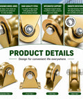 4 Inch U-Groove Pulley Wheels Ultra Heavy-Duty Rigid Casters for Square Tube Tracks Extreme Load Bearing 1765 LBS Capacity Stainless Steel Track Wheels 2-Pack detailed views highlighting design features.