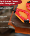 3-in-1 Router Corner Radius Templates Set for chamfer, outer, and inner round corners, heavy duty aluminum guides for woodworking.