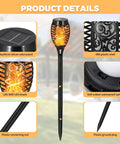 Product details of Flickering Flame Solar Garden Lights LED Outdoor Torches Pack Of 8, Waterproof Pathway Yard Patio Decor.