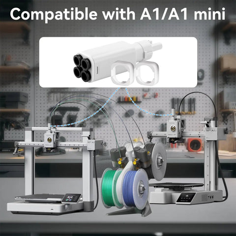 5 Way Filament Hub For Auto Switching And Multi Color Printing Compatible With Bambu Lab A1 And A1 Mini in a workspace