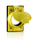 Beefy Heavy Duty Weatherproof Receptacle Cover With Lift Lid For 50A Corrosion Resistant Devices 7788-CR Yellow Vertical Self Closing Lid