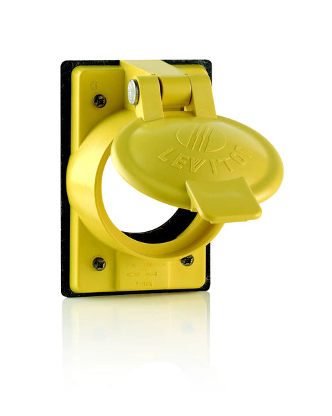 Beefy Heavy Duty Weatherproof Receptacle Cover With Lift Lid For 50A Corrosion Resistant Devices 7788-CR Yellow Vertical Self Closing Lid