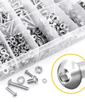 1290 Piece Stainless Steel M2 M3 M4 M5 Screw And Nuts Kit With Button Head Socket Cap Screws Flat Washers Hex Nuts And Wrenches